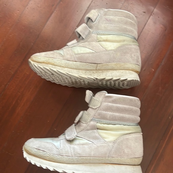 PLATFORM gray suede leather 80s 90s GRUNGE HIKING velcro lined ankle boots - Picture 2 of 6